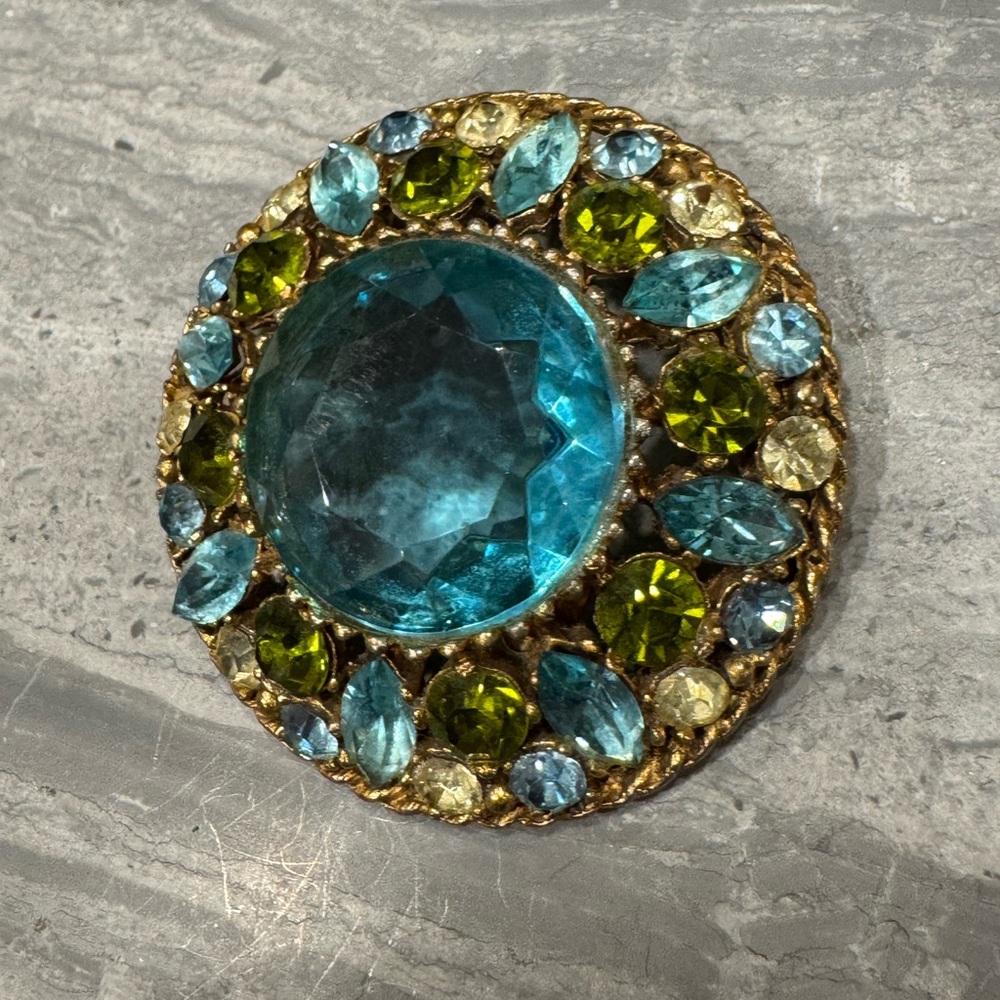 Vintage Signed Regency Gemstone Brooch - Picture 2 of 4
